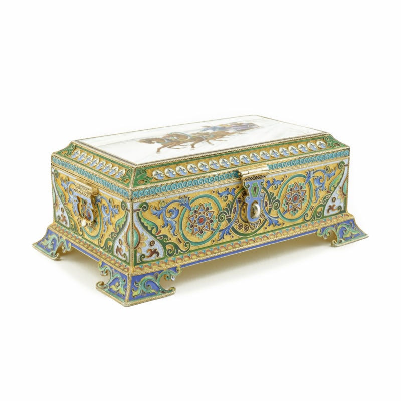 11th Artel Gilded Silver and Pictorial Enamel Casket - Image 4