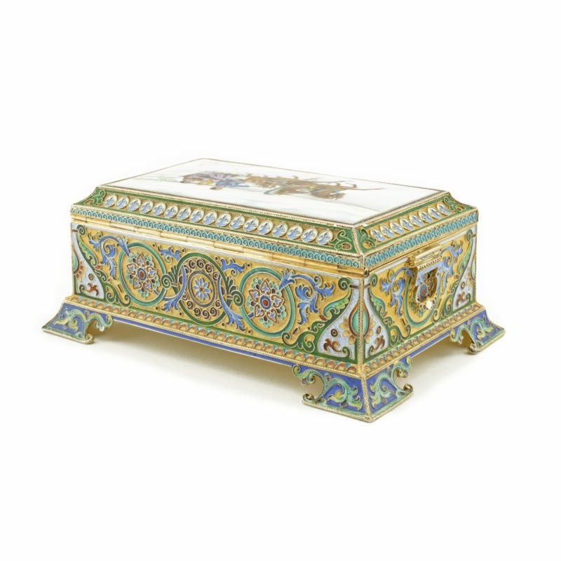 11th Artel Gilded Silver and Pictorial Enamel Casket - Image 3