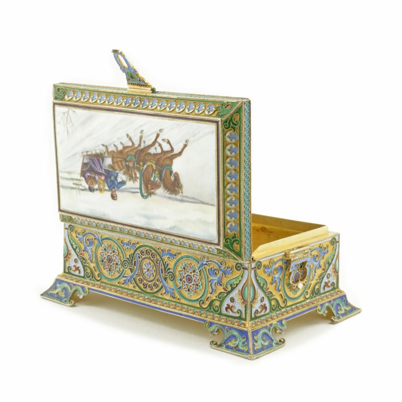 11th Artel Gilded Silver and Pictorial Enamel Casket - Image 5