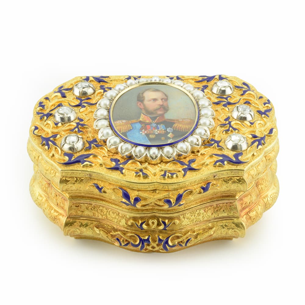 Tsar Alexander II Jeweled Gold Presentation Box – John