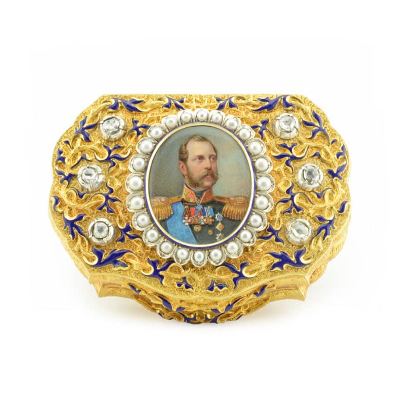 Tsar Alexander II Jeweled Gold Presentation Box