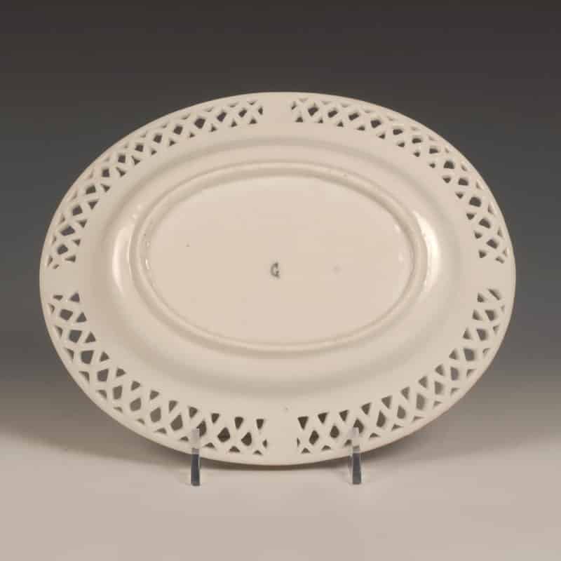 Gardner Factory oval porcelain serving plate with reticulated border - Image 4