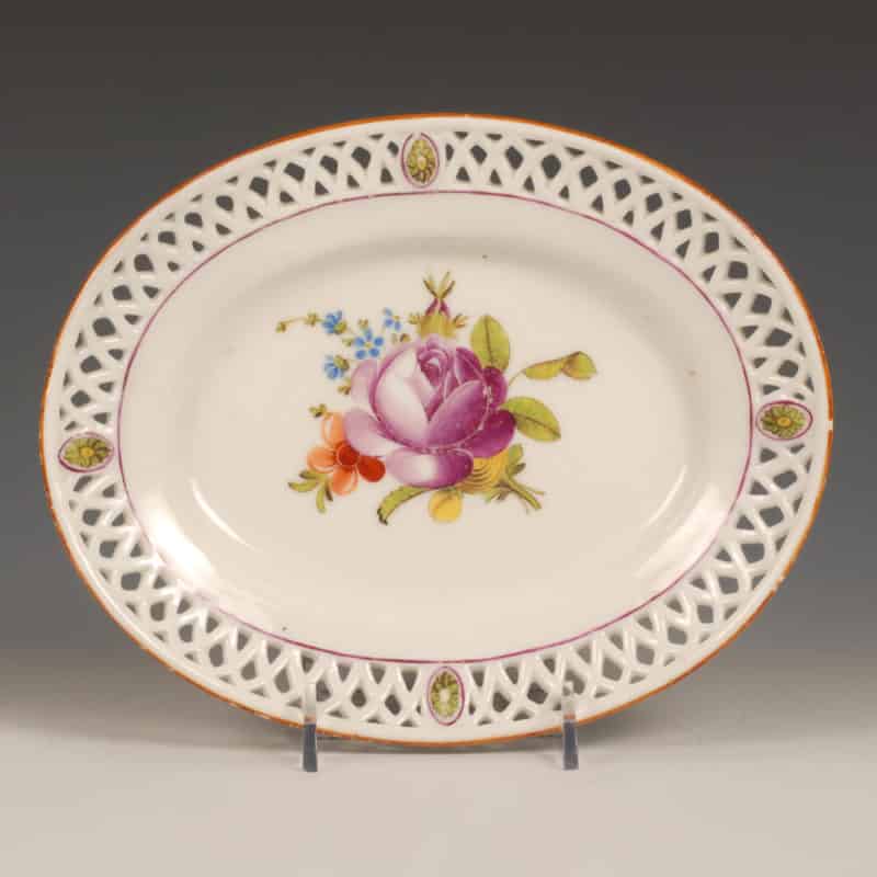 Gardner Factory oval porcelain serving plate with reticulated border