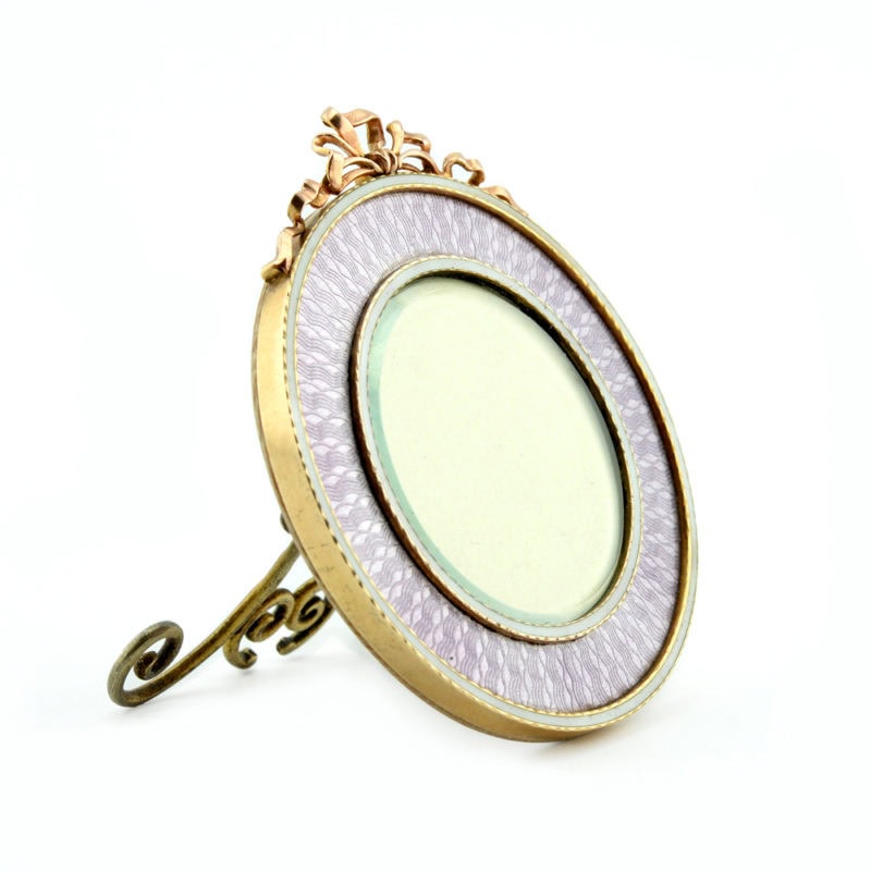 Fabergé gold & mauve guilloché enamel photograph frame - Image 2