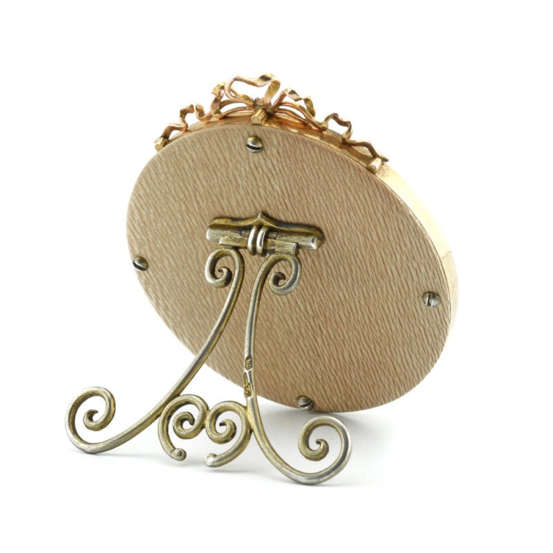Fabergé gold & mauve guilloché enamel photograph frame - Image 3