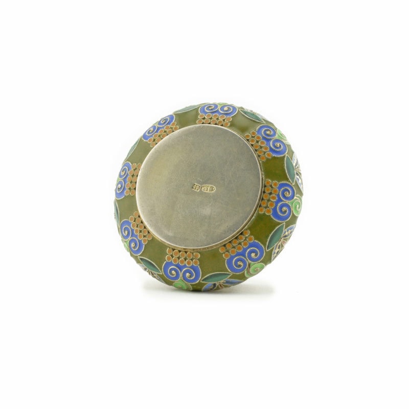 An antique Russian Art nouveau shaded cloisonné enamel open salt by Feodor Rückert - Image 4