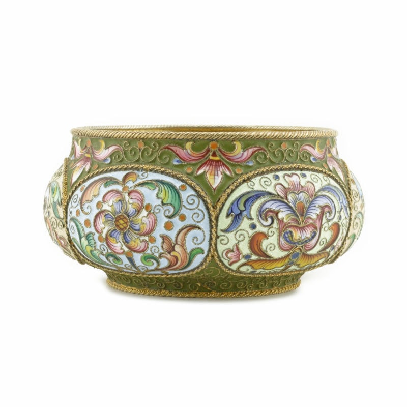 An antique Russian shaded cloisonné enamel bowl by Feodor Rückert - Image 2