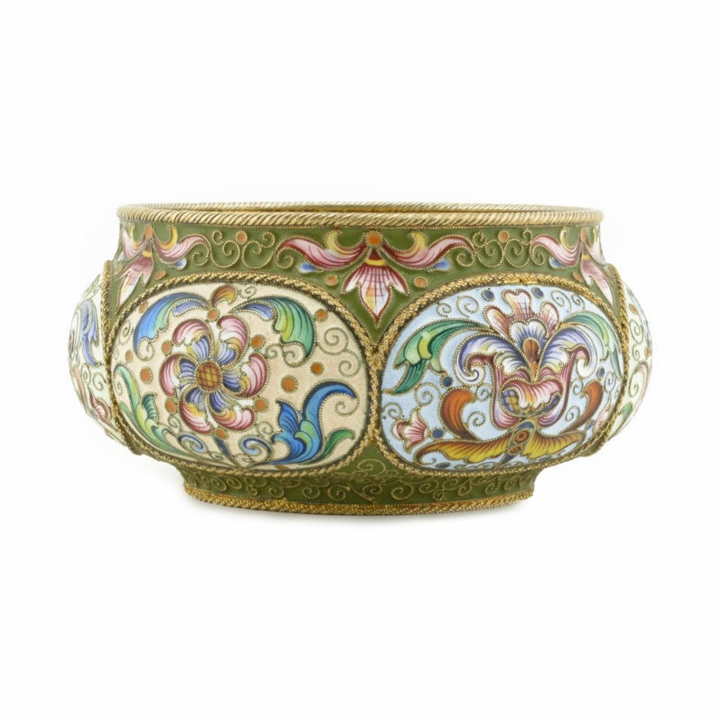 An antique Russian shaded cloisonné enamel bowl by Feodor Rückert - Image 3