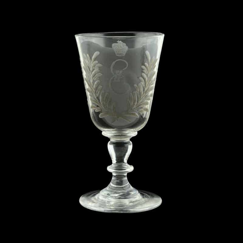 18th Century Glass Cordial with Imperial Cipher of Empress Catherine the Great, Imperial Glass Factory