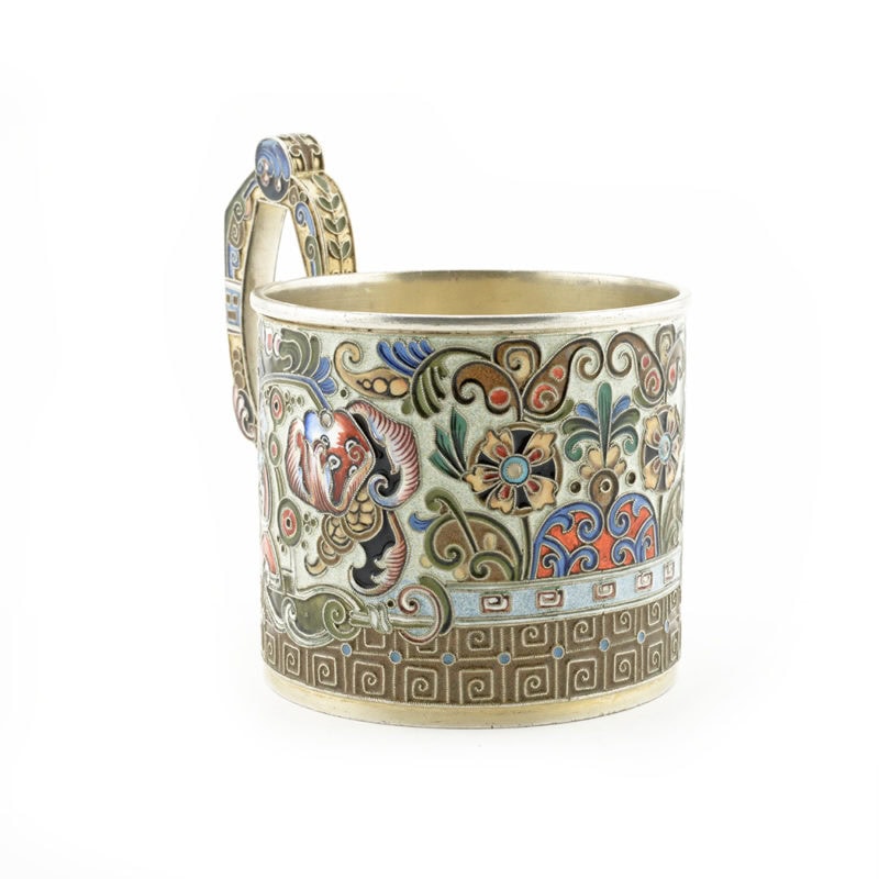A Fabergé shaded & cloisonné enamel teaglass holder - Image 3