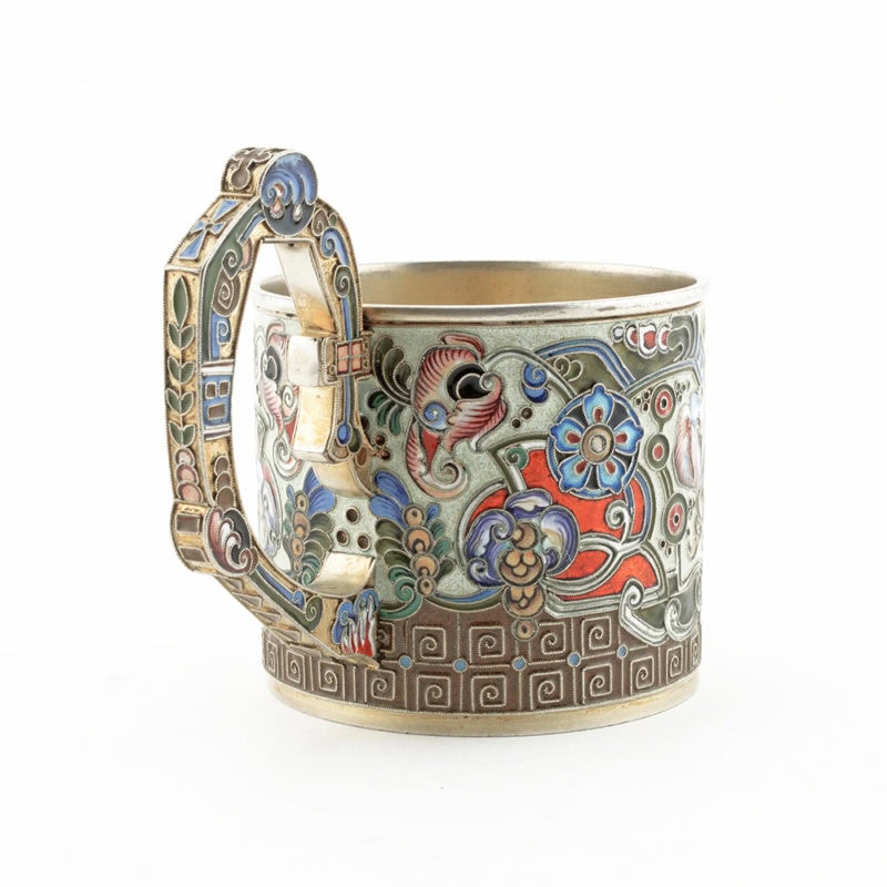 A Fabergé shaded & cloisonné enamel teaglass holder - Image 4