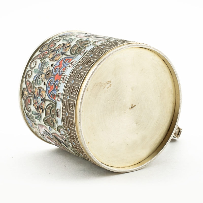 A Fabergé shaded & cloisonné enamel teaglass holder - Image 6