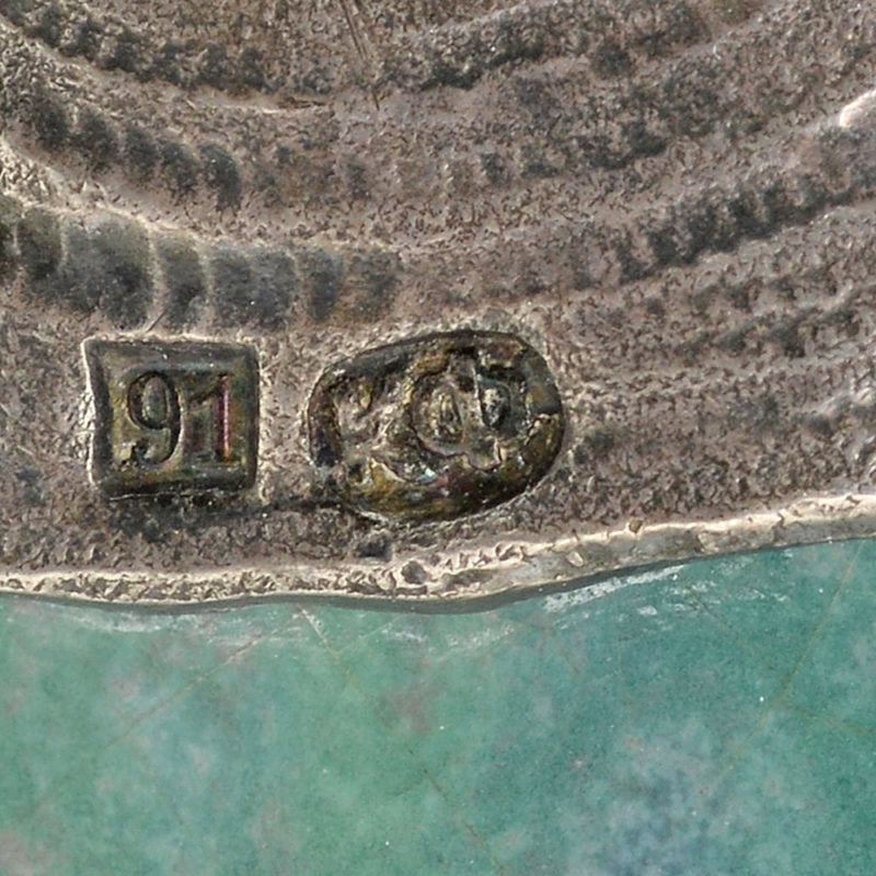 An extremely rare Fabergé gem-set silver-mounted ceramic duck form kovsh from the Imperial Stroganov School - Image 7
