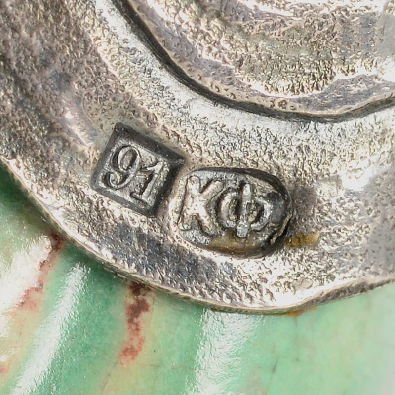 An extremely rare Fabergé gem-set silver-mounted ceramic duck form kovsh from the Imperial Stroganov School - Image 8
