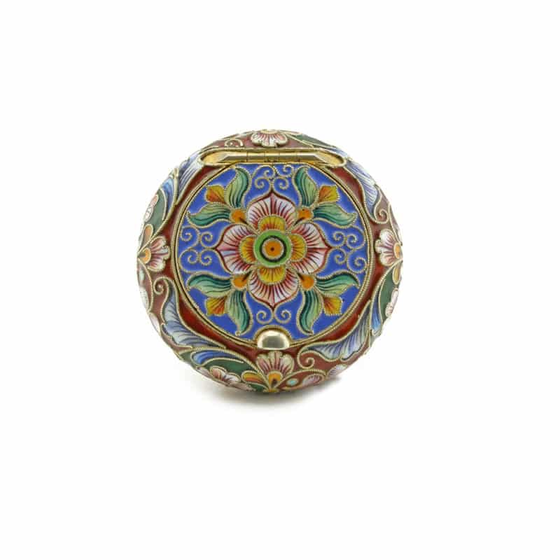 A Feodor Rückert shaded cloisonné enamel snuff or pastille case