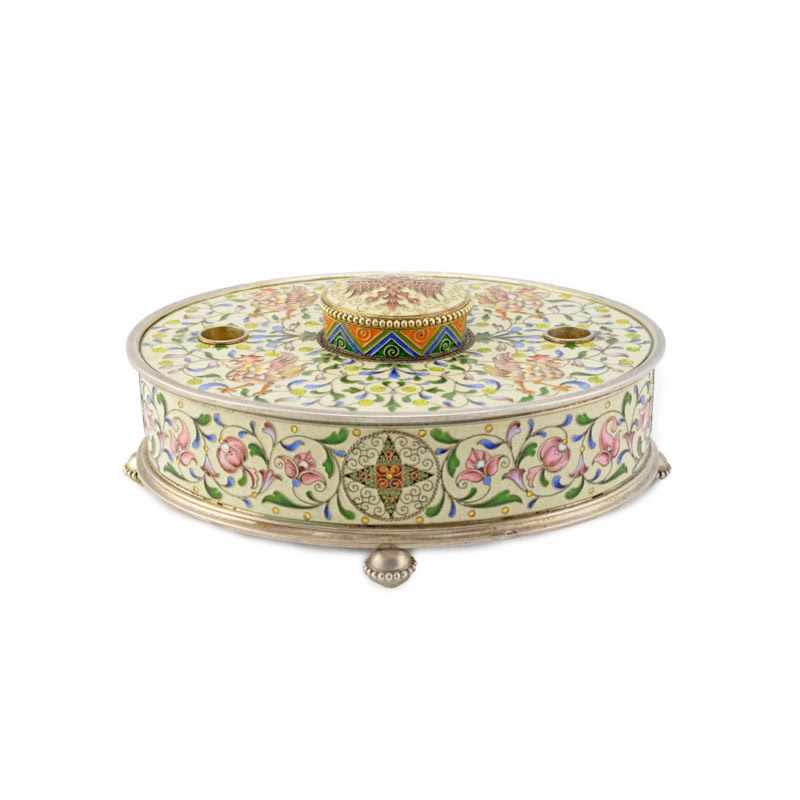A rare Fabergé Moscow shaded cloisonné enamel inkwell - Image 2