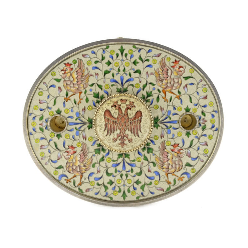 A rare Fabergé Moscow shaded cloisonné enamel inkwell - Image 3