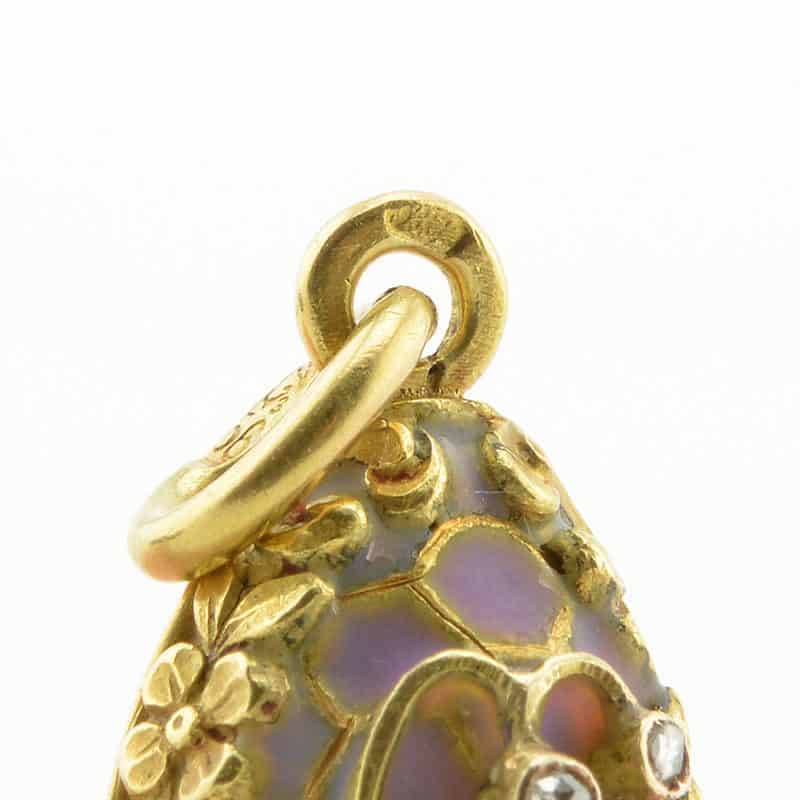 A Russian Gold, Diamonds & Cabochon Miniature Pendant Egg - Image 3
