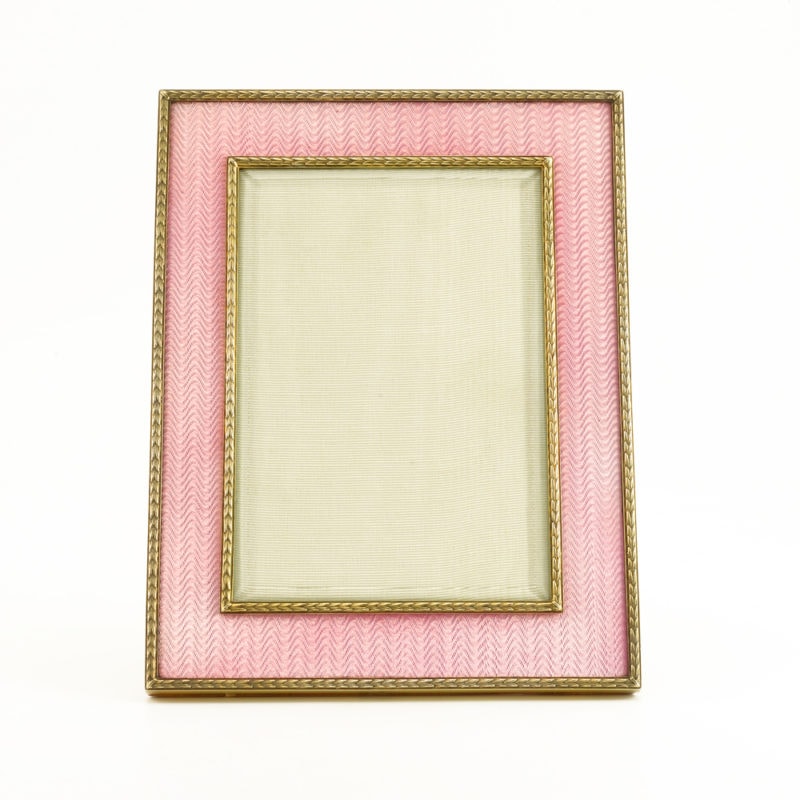 A Fabergé gilded silver & translucent enamel photograph frame