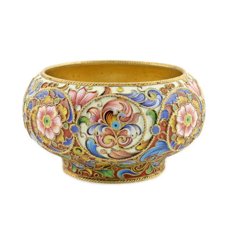 Feodor Rückert shaded cloisonné enamel master salt - Image 2