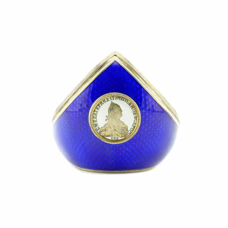 Important Fabergé Anna Ringe silver gilt & guilloché enamel presentation kovsh - Image 3