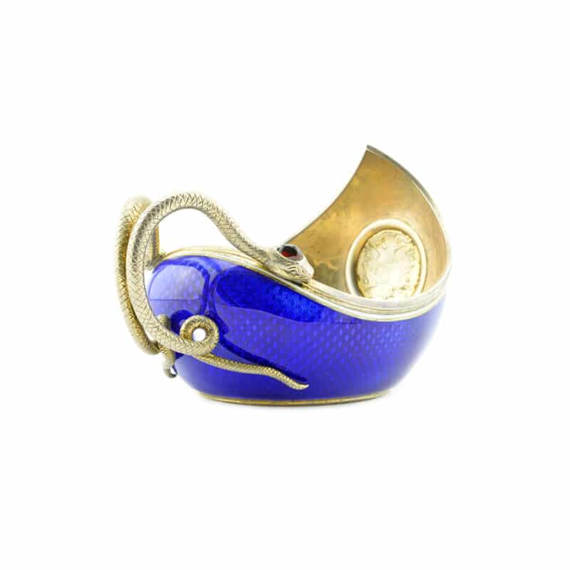 Important Fabergé Anna Ringe silver gilt & guilloché enamel presentation kovsh - Image 5
