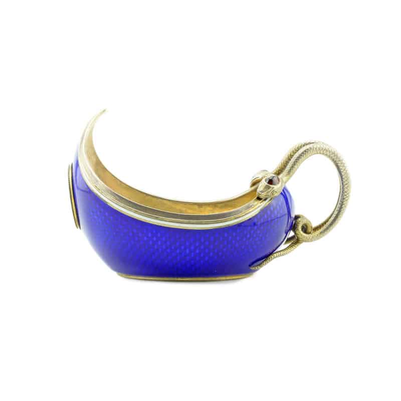 Important Fabergé Anna Ringe silver gilt & guilloché enamel presentation kovsh - Image 6