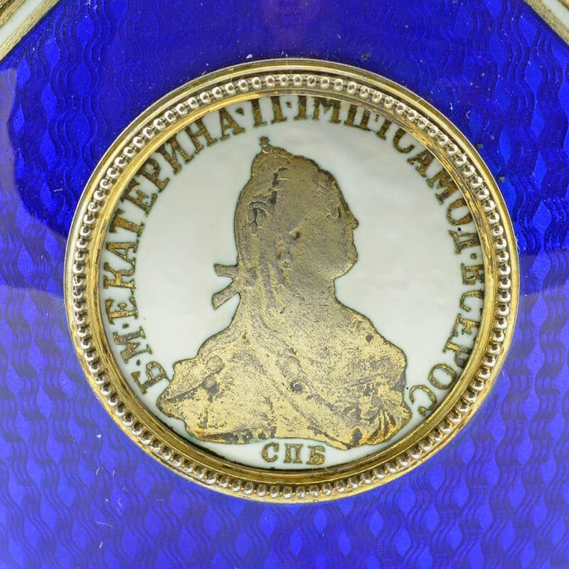 Important Fabergé Anna Ringe silver gilt & guilloché enamel presentation kovsh - Image 4
