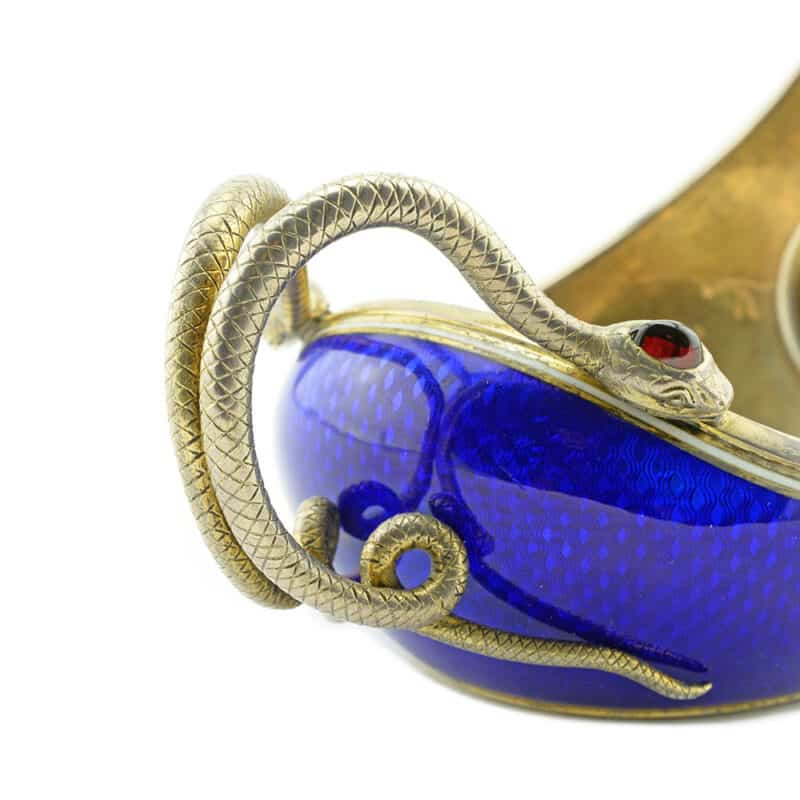 Important Fabergé Anna Ringe silver gilt & guilloché enamel presentation kovsh - Image 8