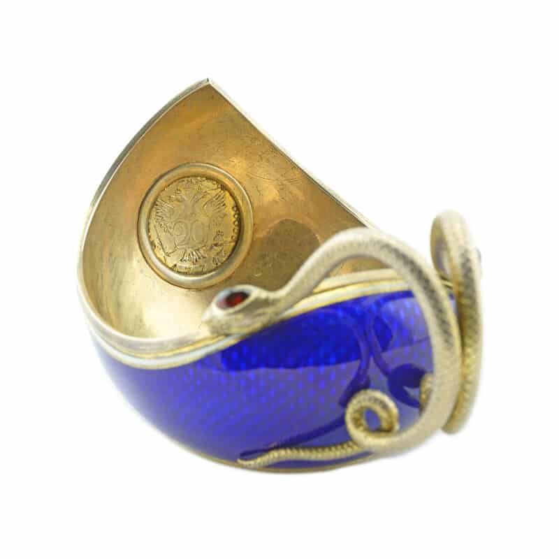 Important Fabergé Anna Ringe silver gilt & guilloché enamel presentation kovsh - Image 9