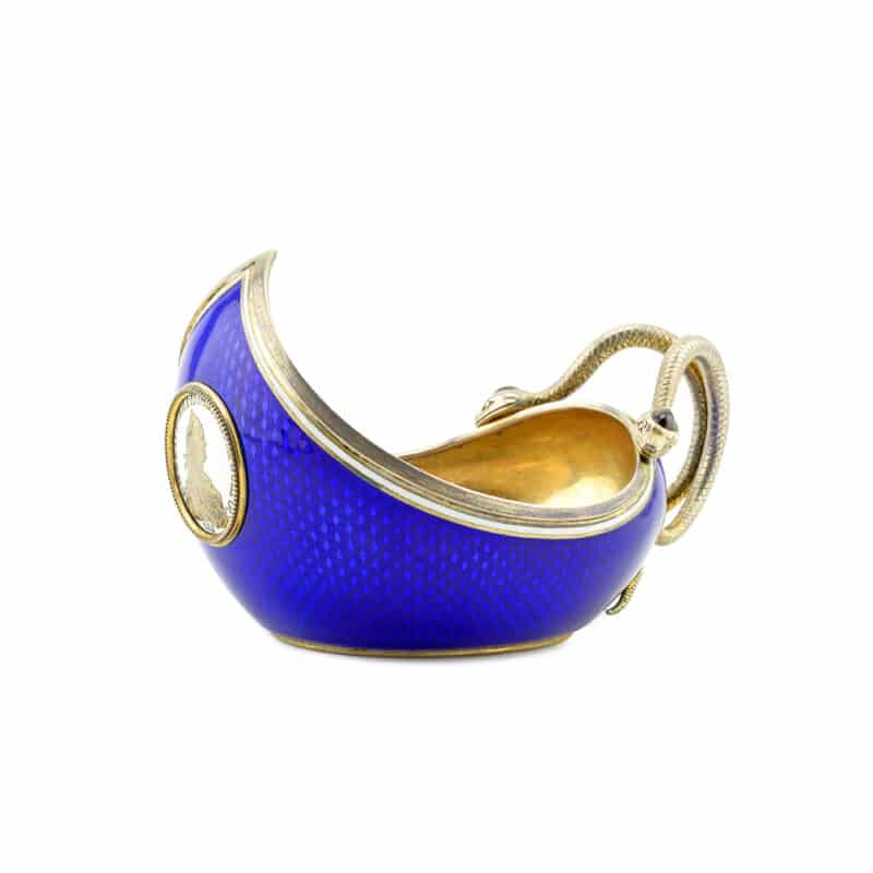 Important Fabergé Anna Ringe silver gilt & guilloché enamel presentation kovsh - Image 2
