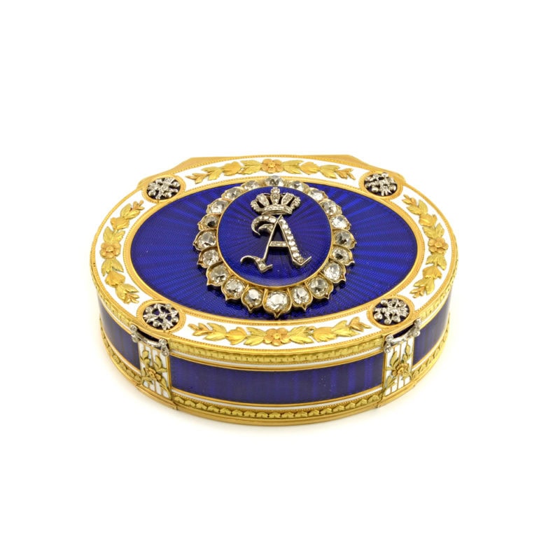 A Diamond-set Varicolor Gold & Enamel Imperial Presentation Snuffbox