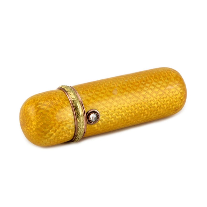 A Fabergé Perchin jeweled two-color gold & guilloché enamel scent bottle - Image 7