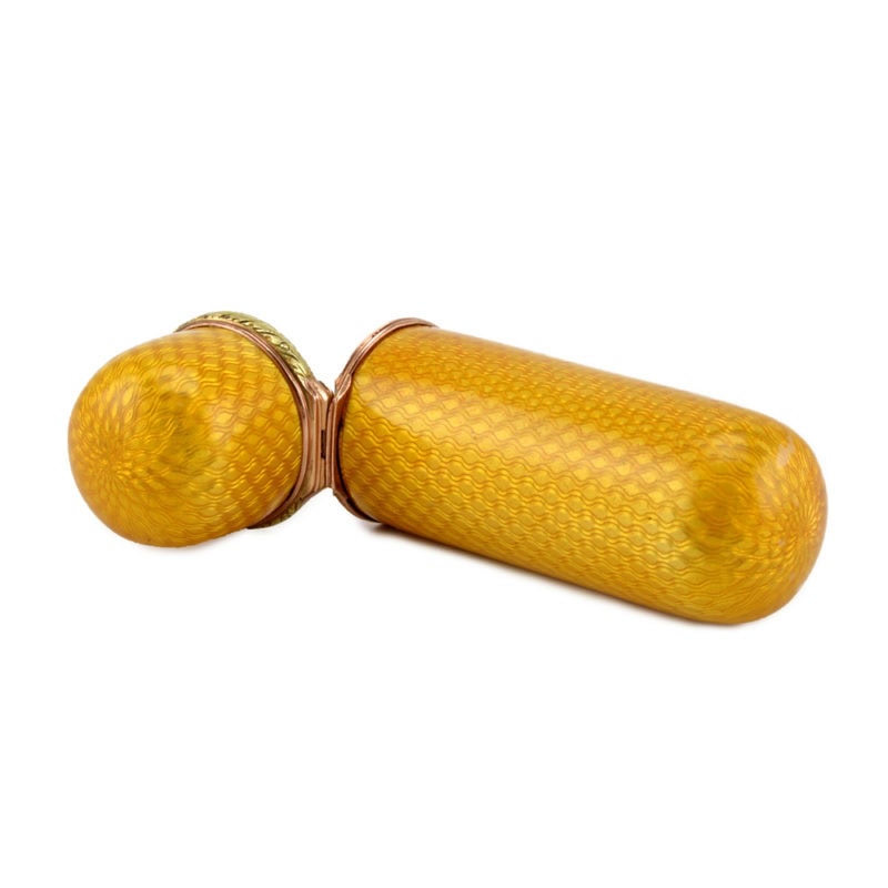 A Fabergé Perchin jeweled two-color gold & guilloché enamel scent bottle - Image 8