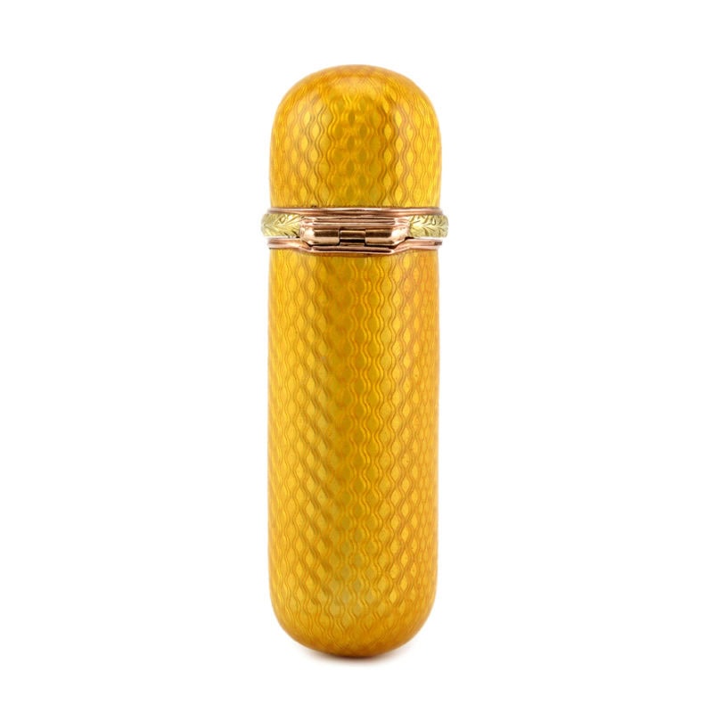 A Fabergé Perchin jeweled two-color gold & guilloché enamel scent bottle - Image 3